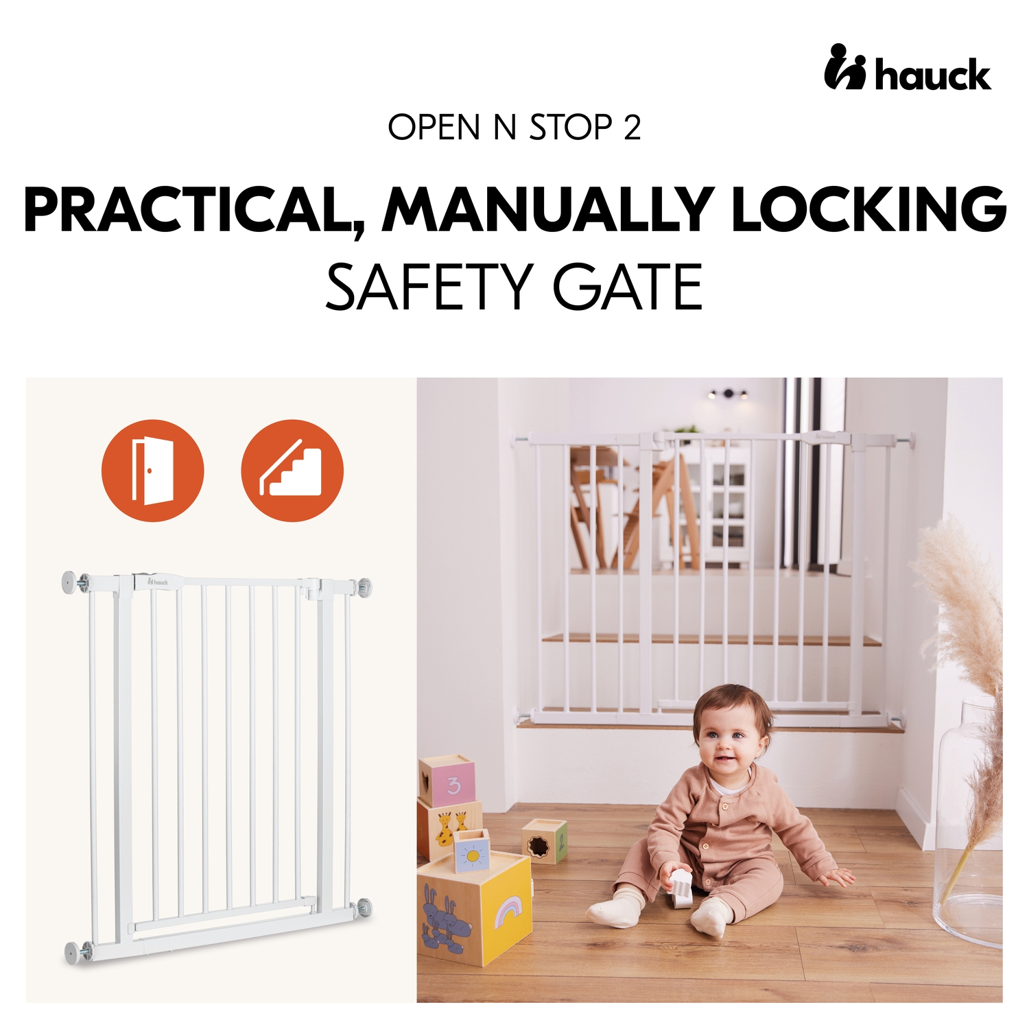 Hauck Open N Stop 2 turvavärav, white - Image 2