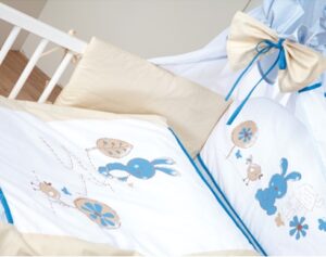 Voodipesukomplekt Little Bunny, Blue/White (2-osaline)
