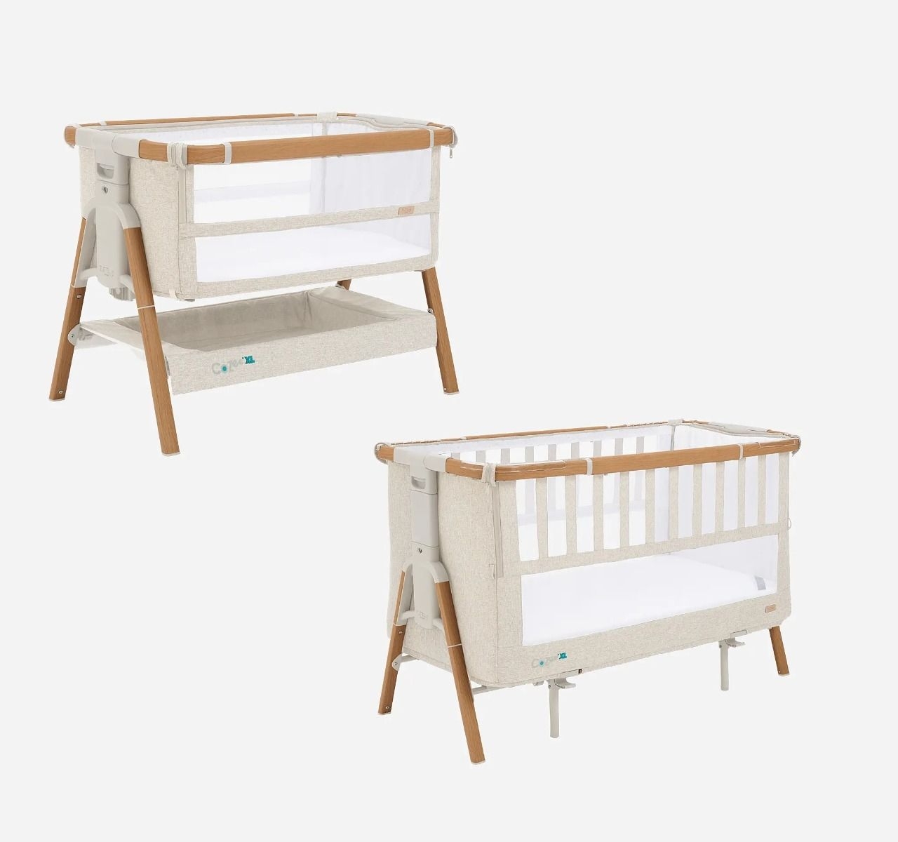 Tutti Bambini CoZee XL beebihäll voodi kõrvale, Scandinavian Walnut-Ecru