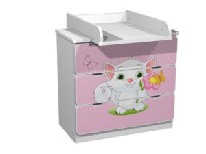 Kummut mähkimislauaga Pink Kitty