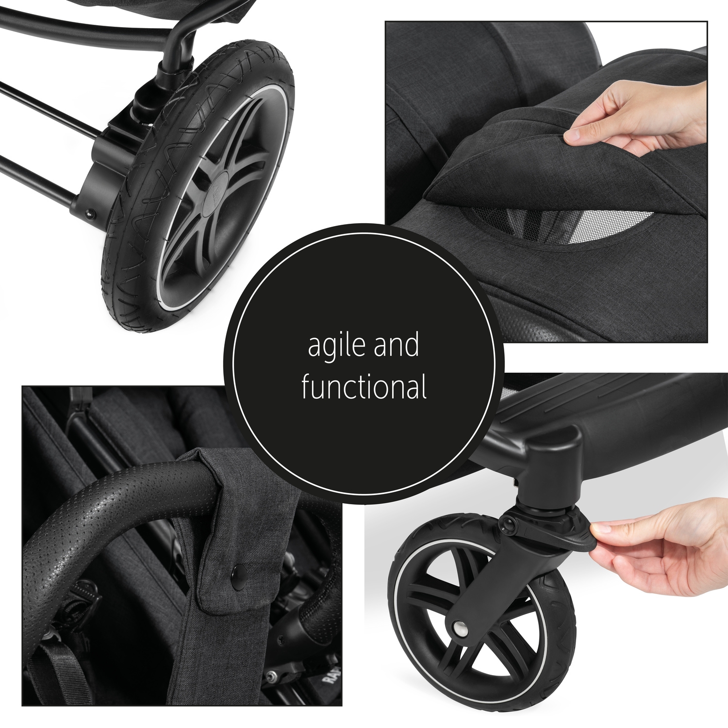 Hauck Uptown Duo kaksikute jalutuskäru, Melange Black - Image 10