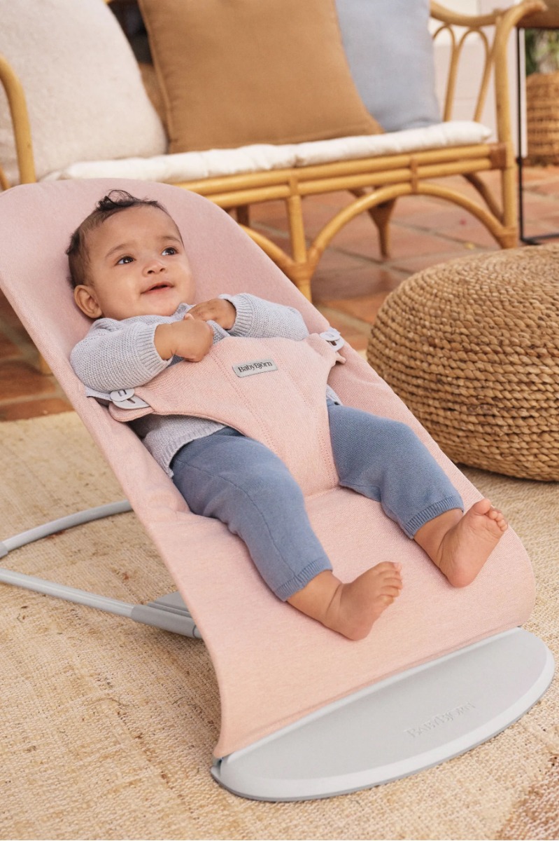 Babybjörn Bouncer Bliss lamamistool, Light Pink Woven Melange — изображение 3
