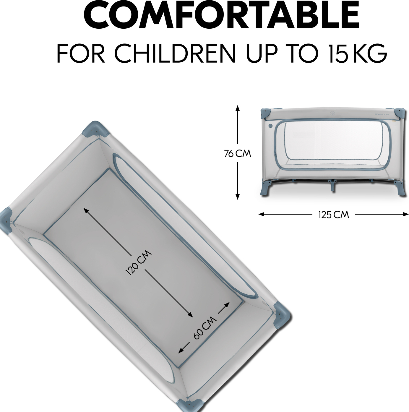 Hauck reisivoodi Dream N Play Plus, Dusty Blue - Image 2