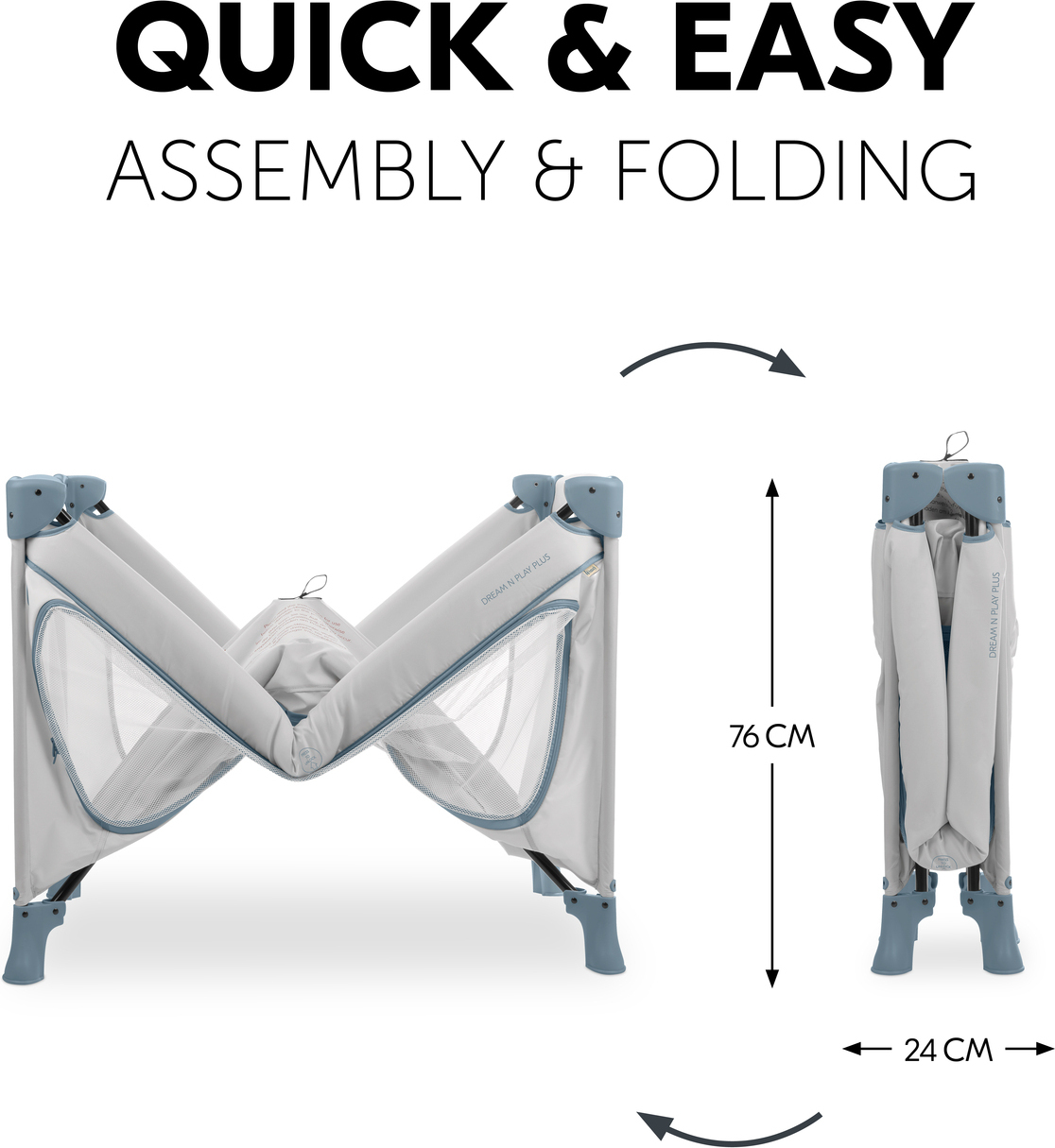 Hauck reisivoodi Dream N Play Plus, Dusty Blue - Image 6