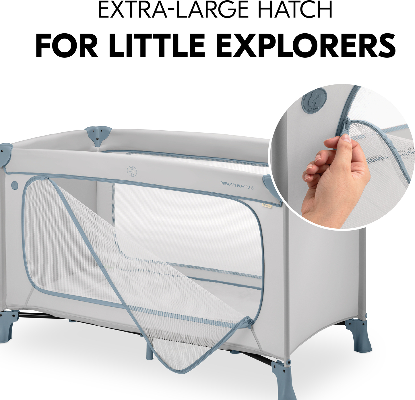 Hauck reisivoodi Dream N Play Plus, Dusty Blue - Image 4