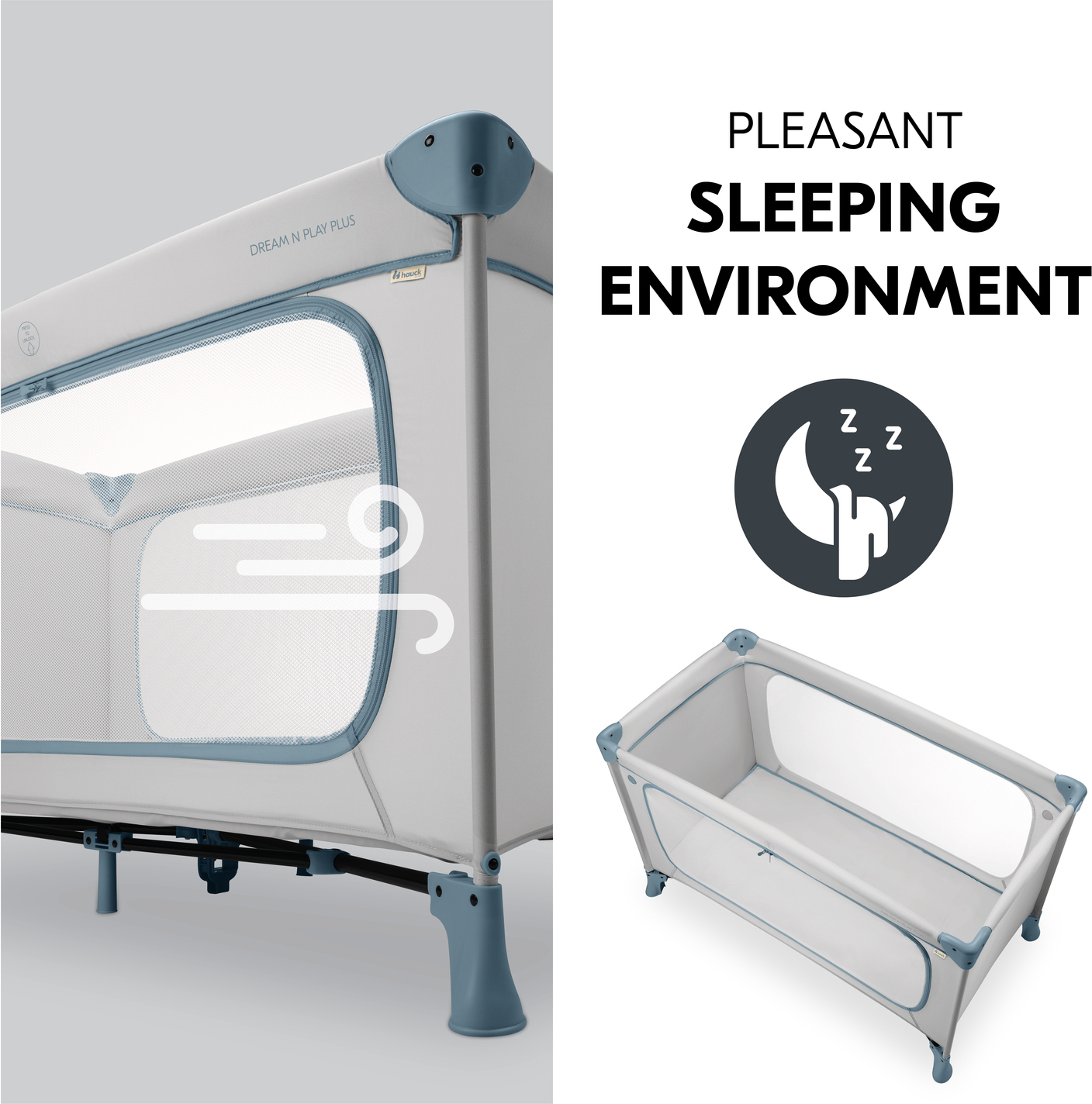 Hauck reisivoodi Dream N Play Plus, Dusty Blue - Image 3