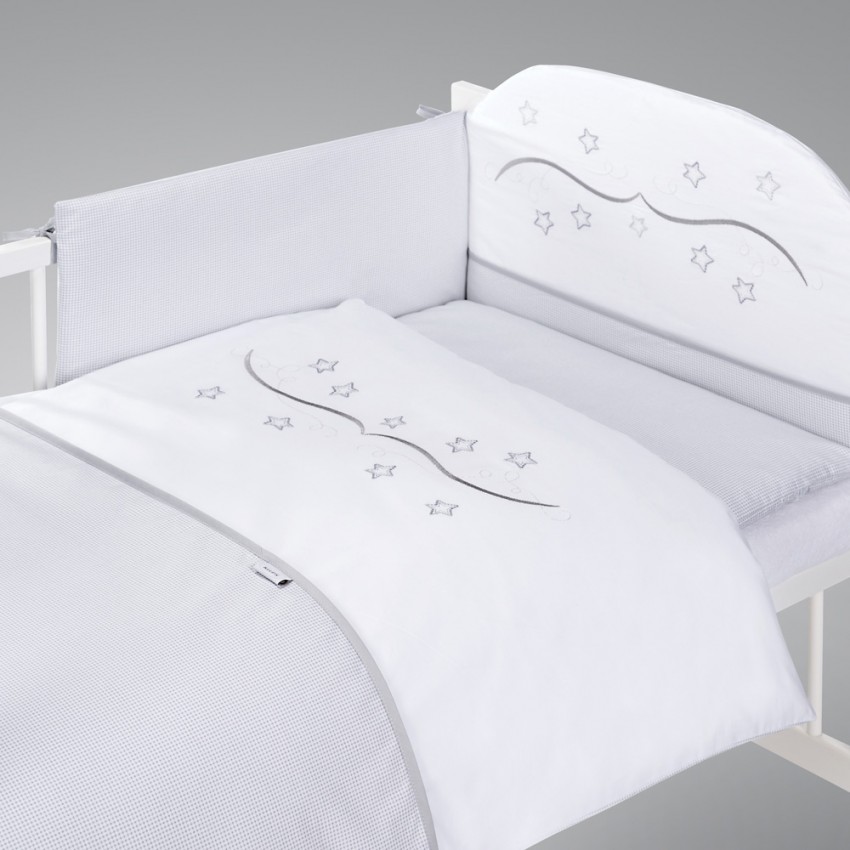 Beebi voodipesukomplekt Stars, Grey (5-osaline)