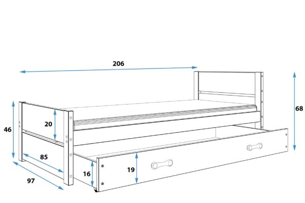 Noortevoodi Bartek 90x200 voodikastiga, valge - Image 3