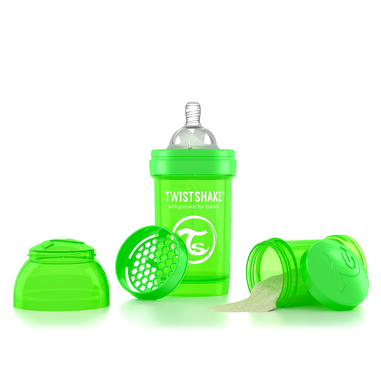 Twistshake Anti-Colic lutipudel 180ml, Roheline