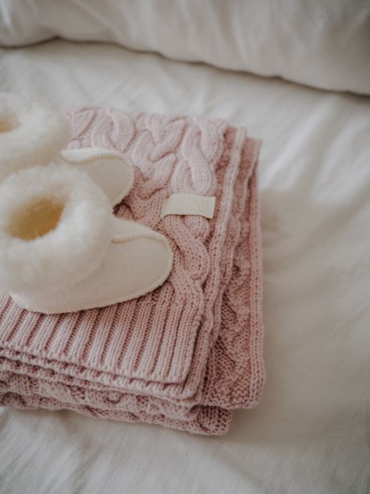 MEMI meriinovillane kootud beebitekk palmikutega, Powder pink - Image 2