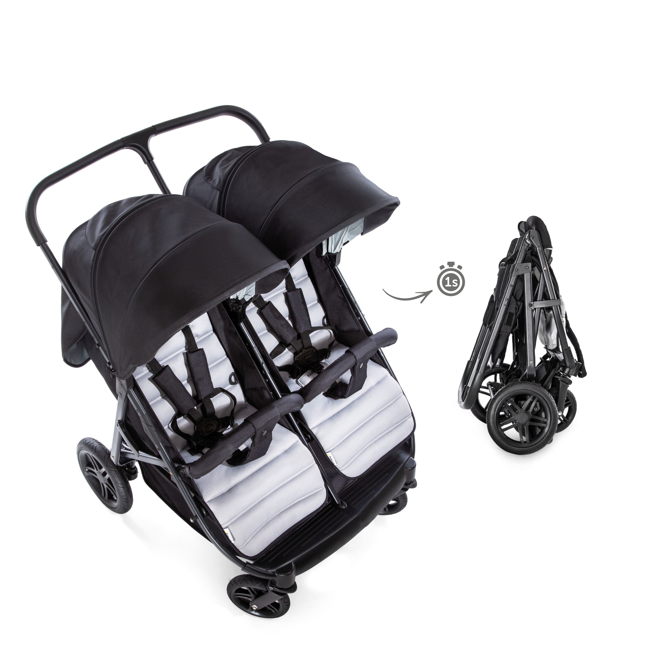 Hauck Rapid 3R Duo kaksikute jalutuskäru, Silver/Charcoal - Image 9