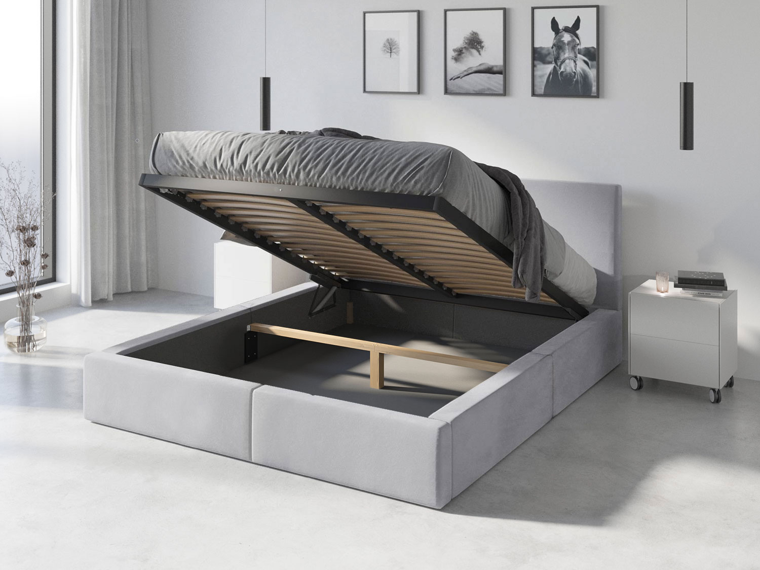 Pesukastiga voodid Hilton 120x200, Hall - Image 2