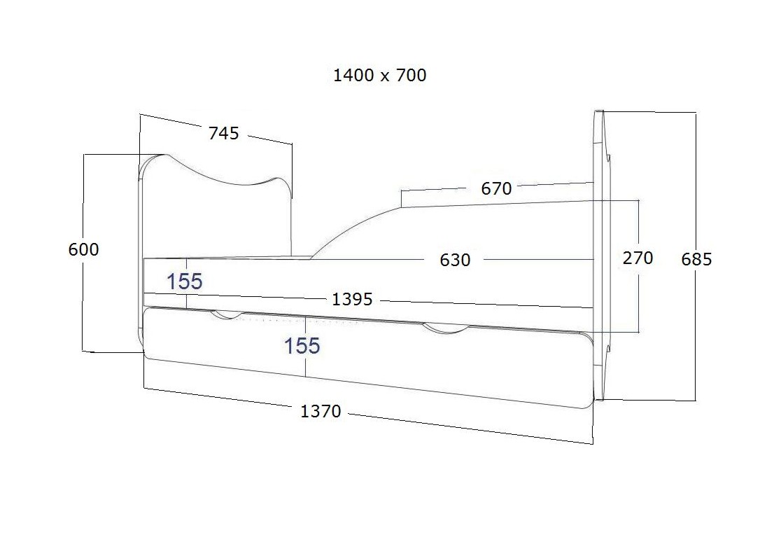 Lastevoodi Wiki Simple 70x140, voodikastiga - Image 2