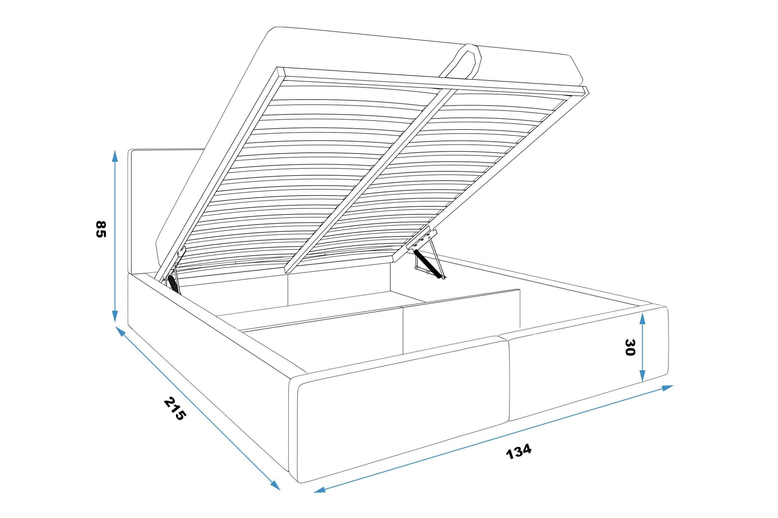 Pesukastiga voodid Hilton 120x200, Grafiit — изображение 6