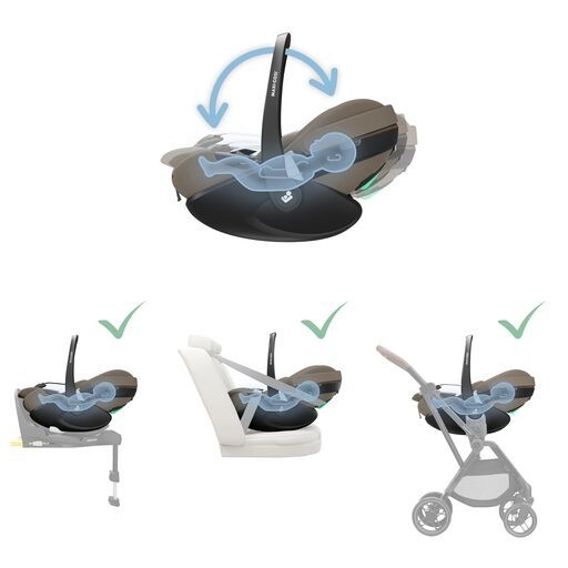 Maxi-Cosi Pebble 360 Pro² turvahäll + FamilyFix 360 Pro alus, Twillic Truffle — изображение 7