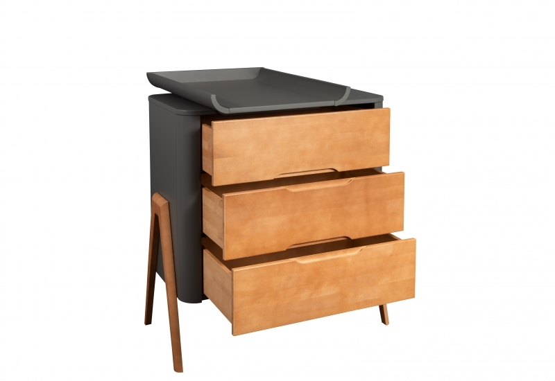 Kummut Torsten mähkimisalusega, hall/teak — изображение 2