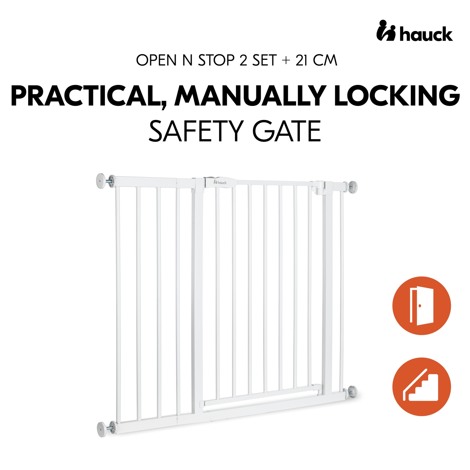 Hauck Open N Stop 2 turvavärav + 21cm pikendus, white - Image 2
