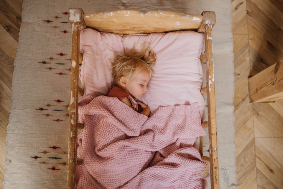 MEMI meriinovillane kootud tekk beebile, powder pink - Image 2