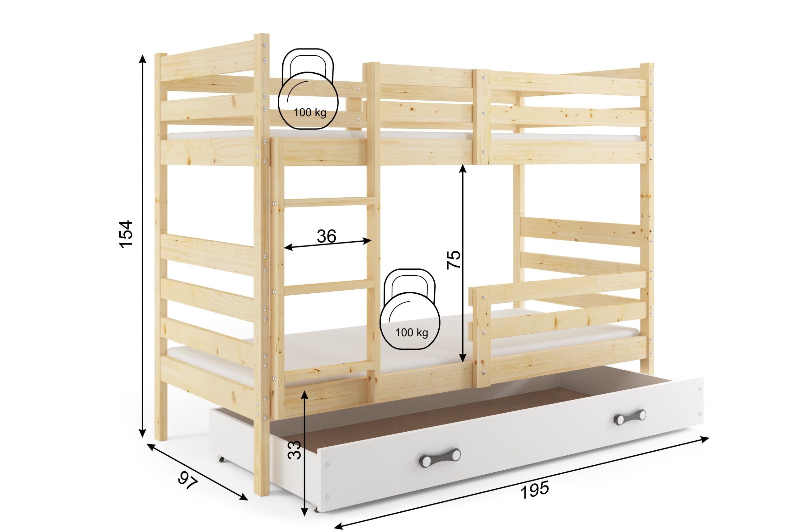Narivoodi Eryk 90x190 voodikastiga, natural - Image 3