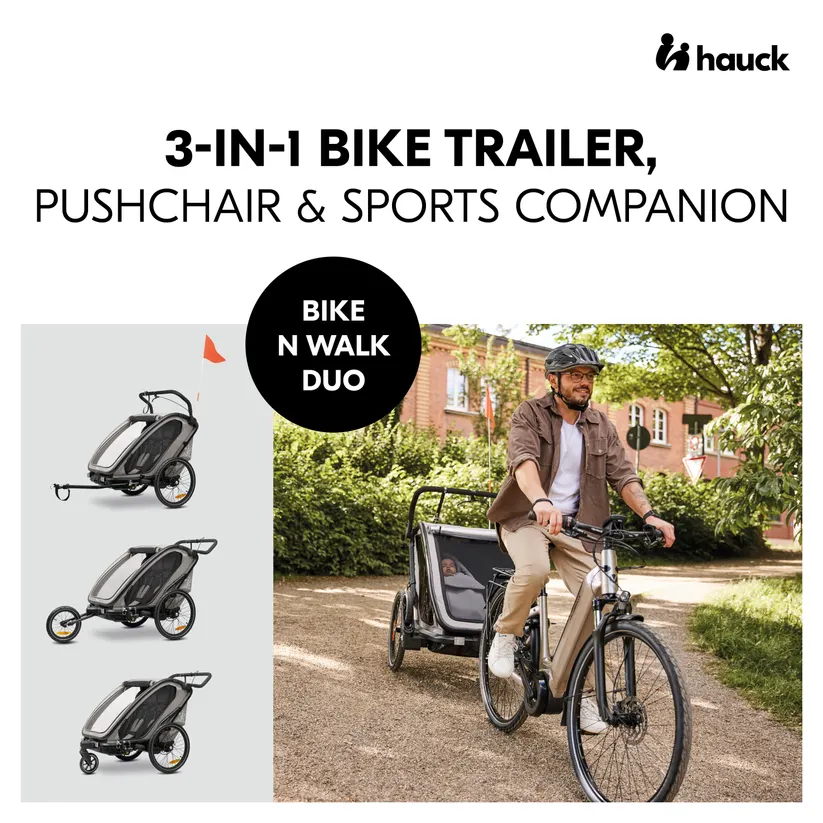Hauck Bike N Walk Duo jalgrattahaagis 3in1, Light Grey - Image 2