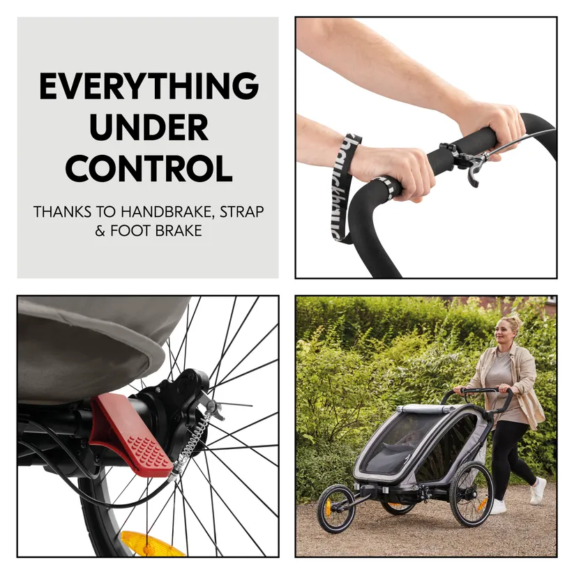 Hauck Bike N Walk Duo jalgrattahaagis 3in1, Light Grey - Image 11