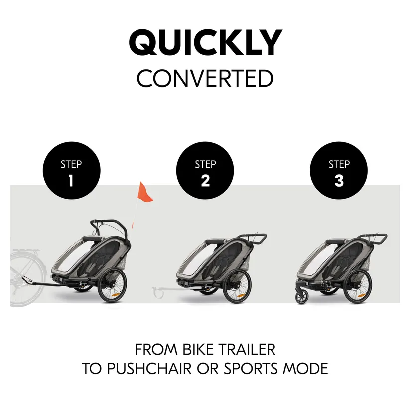 Hauck Bike N Walk Duo jalgrattahaagis 3in1, Light Grey - Image 4