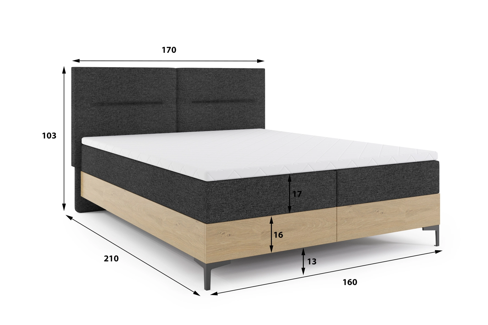 Imperial kontinentaalvoodi 160×200 tammepuidust - Image 5