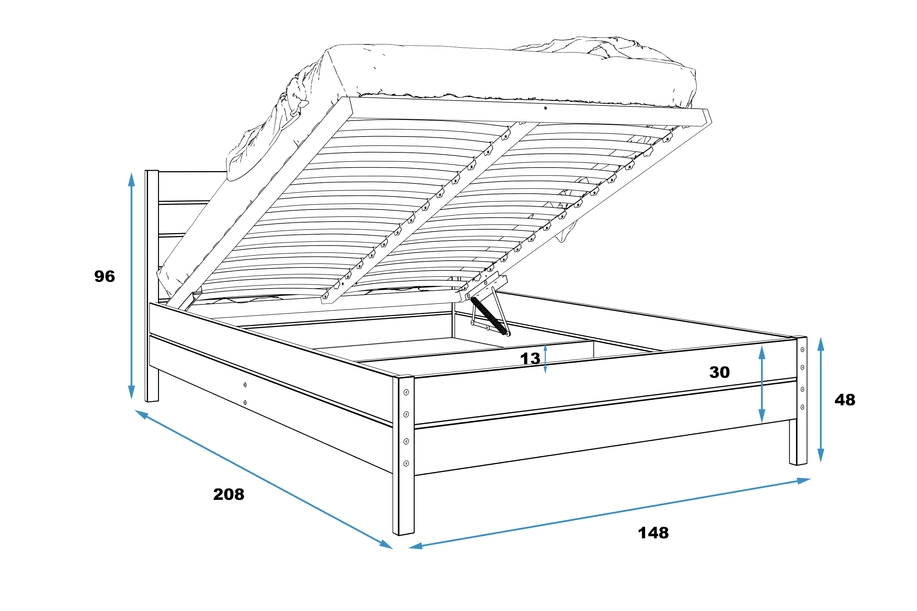 Continental voodi 140×200 panipaigaga, natural - Image 5