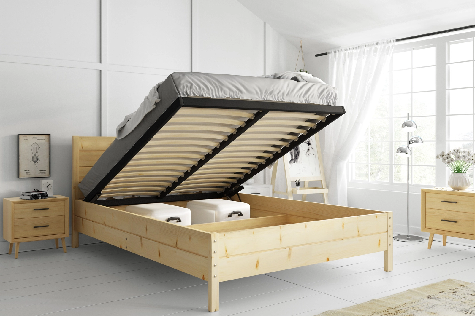 Continental voodi 160×200 panipaigaga, natural - Image 4