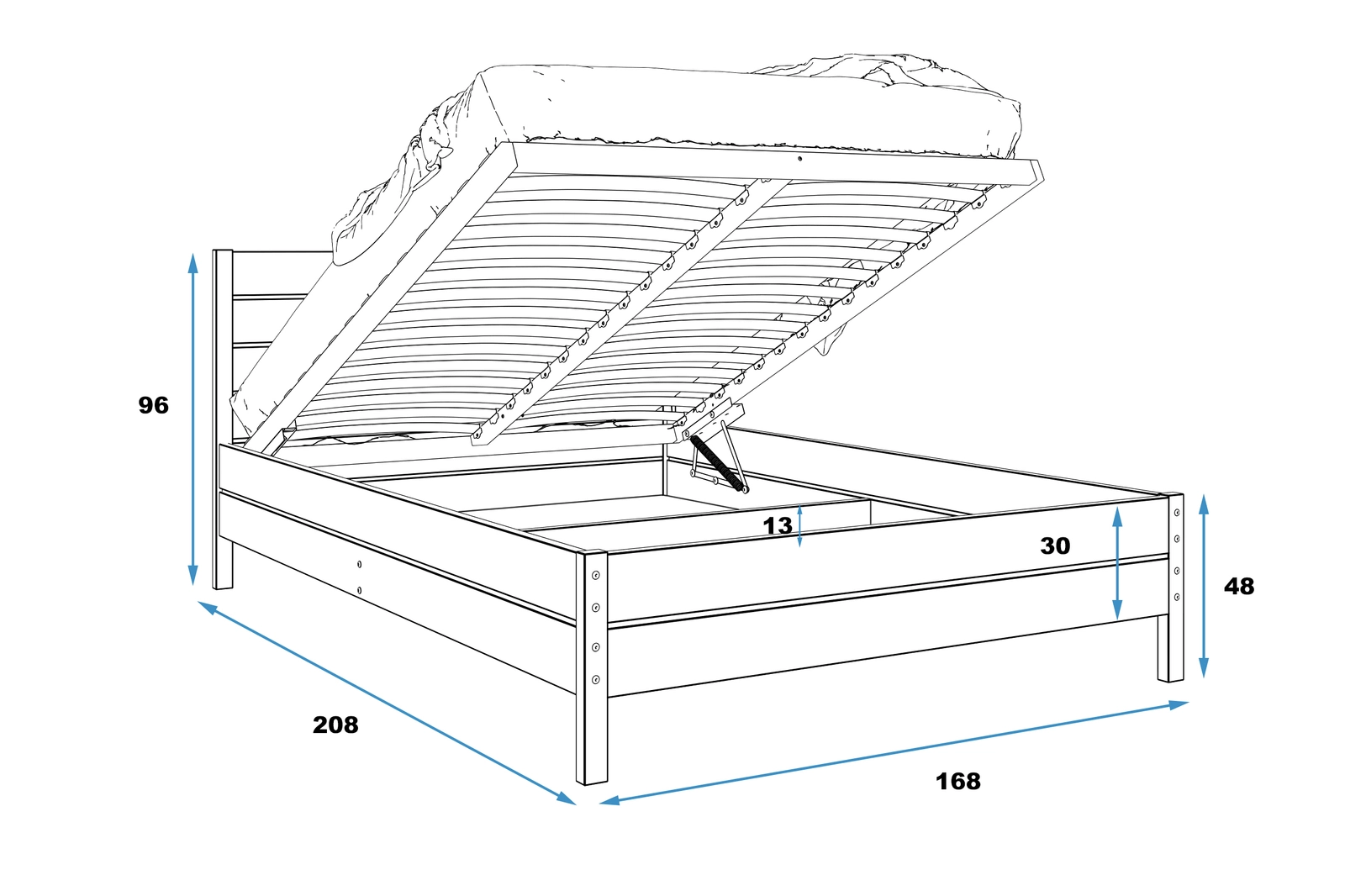 Continental voodi 160×200 panipaigaga, natural - Image 5